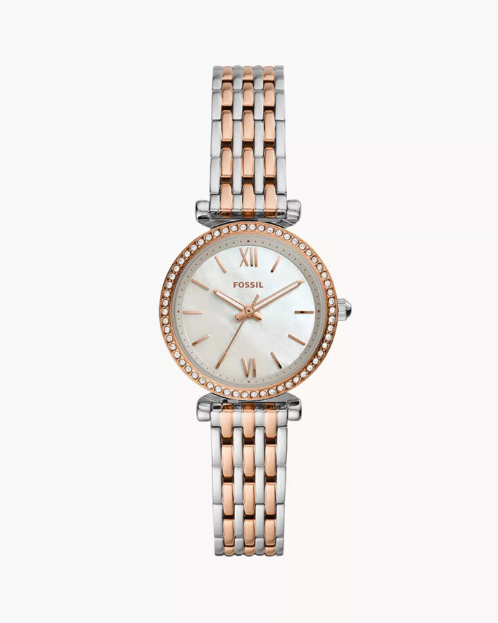 Fossil Carlie Mini Three-Hand Two-Tone Stainless Steel Watch