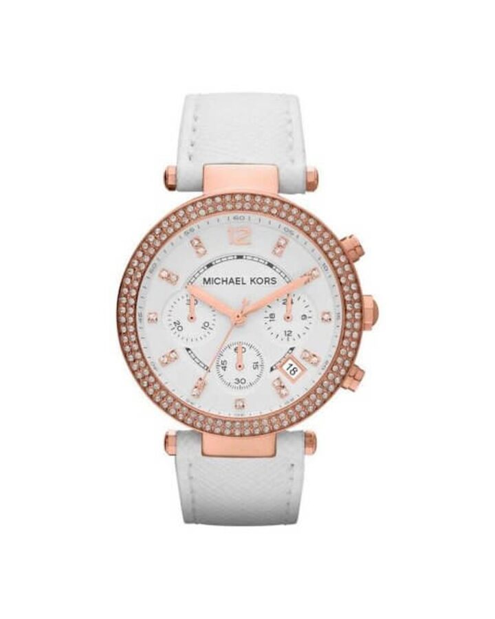 Michael Kors Parker Chronograph white leather watch